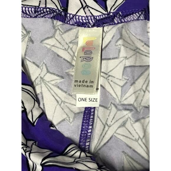 Lularoe Purple White Paper Airplane Leggings One Size - Picture 2 of 2